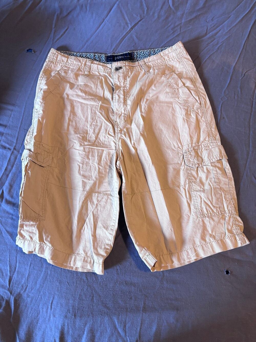 pd&c Cargo Shorts Mens Size Not Specified Tan Pocket Knee Length Casual Cotton